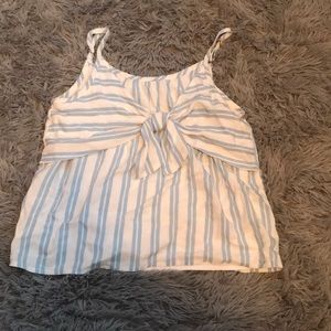 white and blue striped tank top